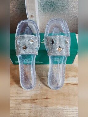 NEW!!! Lauren Lorraine Clear Slides With Fabulous Jewel Accent, NWT